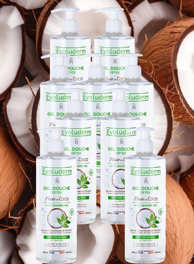 Evoluderm 9 Pieces Evoluderm Pluie de Coco Detox Shower Gel 500ML - Image 1